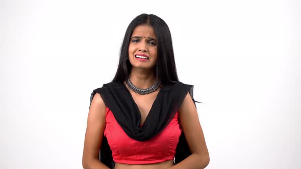 Indian girl crying in Indian attire
