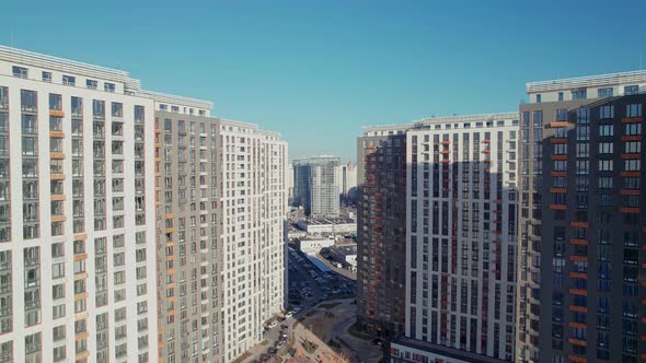 Aerial Panorama of the City and Skyscrapers and Large Buildings of Kyiv