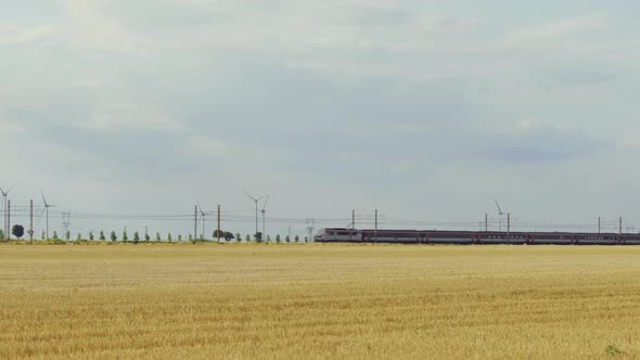 Passenger train an electric locomotive. 