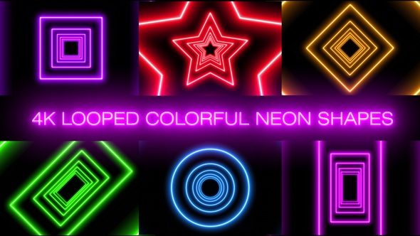 4K Looped Colorful Neon Shapes