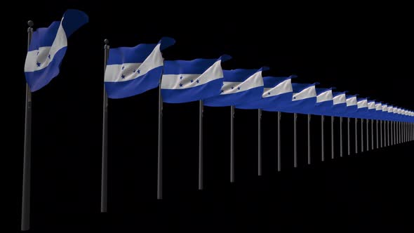 Row Of Honduras Flags With Alpha 2K