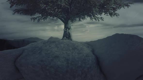 Gautama Buddha Meditating Under The Bodhi Tree