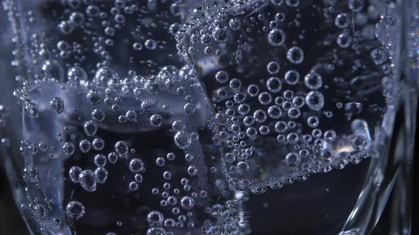 Close-up Cold Bubbly Carbonated Soft Drink with Ice