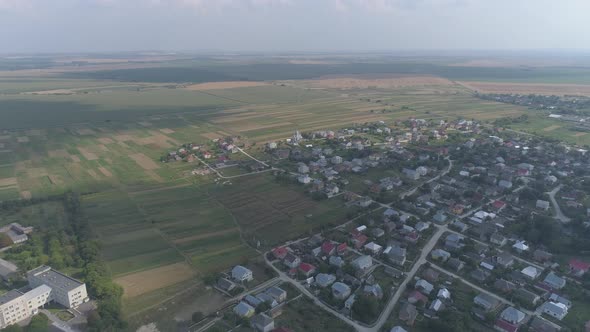 Aerial view of a village in the region of Ternopil