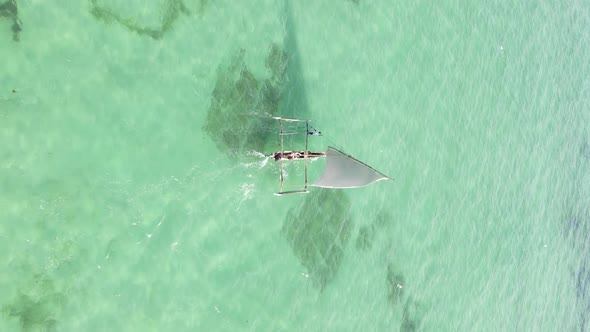 Tanzania Vertical Video  Boat Boats in the Ocean Near the Coast of Zanzibar Aerial View