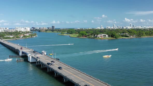  Aerial Top View of City and Port at Tropical Bay. Miami Cityscape and Port alt