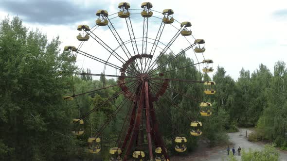 Chernobyl Ferries Wheel Fairground From Drone View