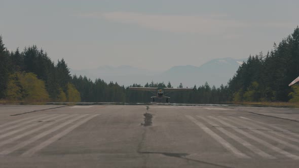 Cessna aircraft landing on a runway  Texada Island British Columbia Sunshine Coast Canada