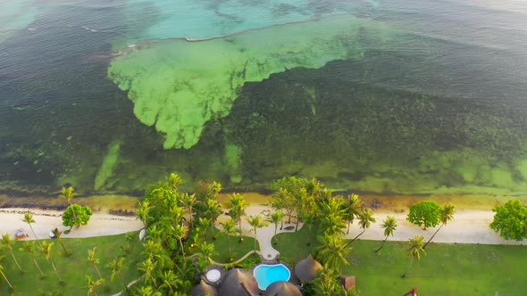 Aerial Sea View Nay Palad Hideaway Luxury Villa with Palm Trees. 15 July 2019 - Siargao, Philippines