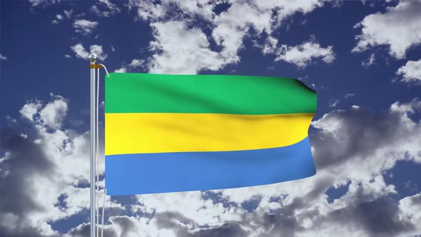 Gabon Flag Waving 4k