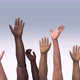 hands multiethnic people vote. Teamwork businesspeople diversity. Copy space render 3d - VideoHive Item for Sale