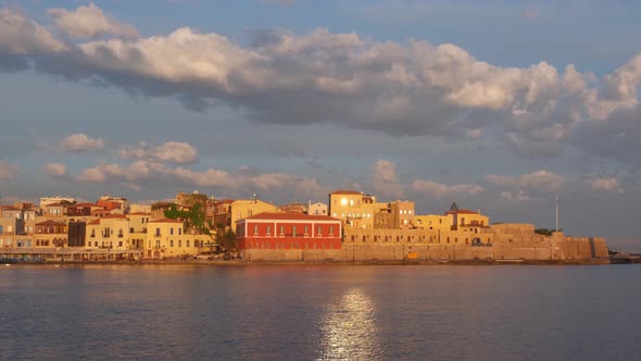 Picturesque Old Port of Chania, Crete Island. Greece