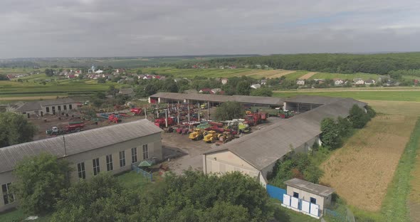 Aerial of an agricultural warehouse