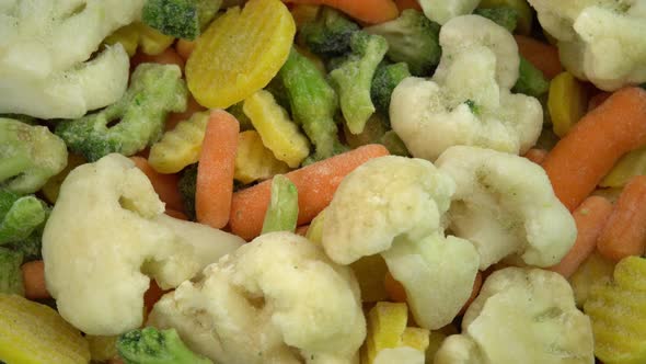 Fresh Frozen Vegetables Falling on Rotating Background Healthy Food or Diet Food for Vegetarians and