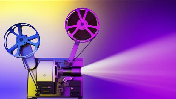 Film Projector Copyspace Against Colorful and Multicolored Copy Space Background