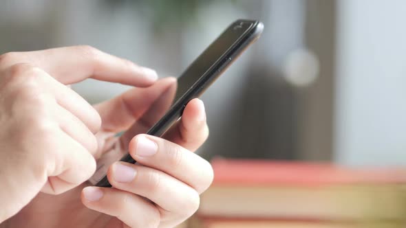 Close Up of Man Typing Message on Smartphone Chatting