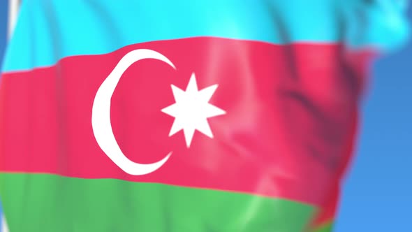 Flying National Flag of Azerbaijan