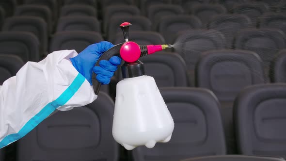 Process Disinfect with Dispenser in Cinema Hall