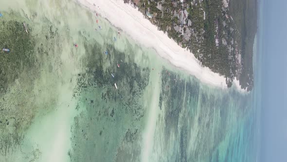 Zanzibar Tanzania  Vertical Video of the Ocean Near the Coast Slow Motion