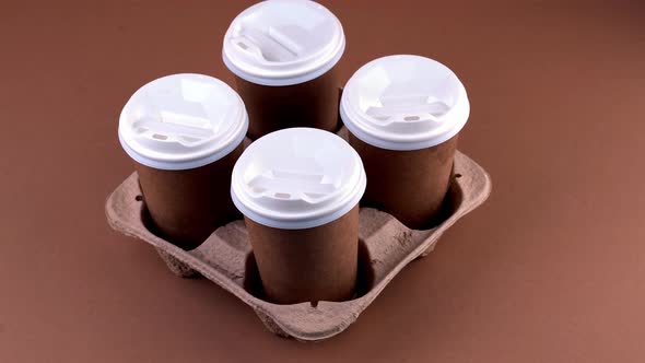 Paper Cups in a Cup Holder for Takeaway Coffee