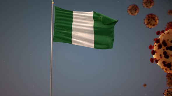 Nigeria Flag With Corona Virus Attack 4K alt