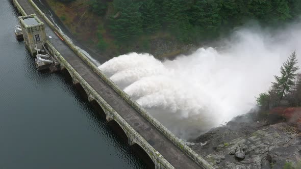 Hydroelectric Power Station Pumping Water Through a Dam Slow Motion