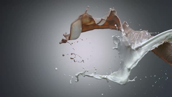 Milk and chocolate milk splash, Slow Motion