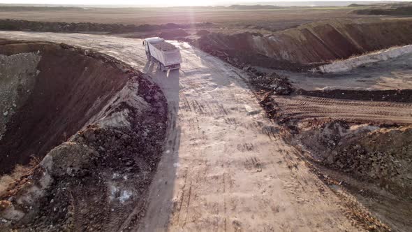 Tipper Truck Working in Mining Quarry