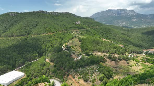 Farm Region Aerial View 4 K Alanya Turkey