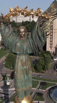 Monument on Independence Square in Kyiv Ukraine