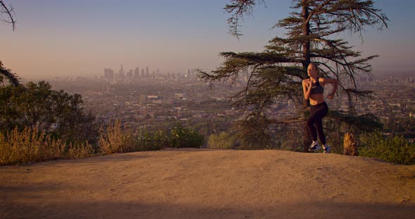 Fit Woman Jogging Los Angeles Slow-Motion