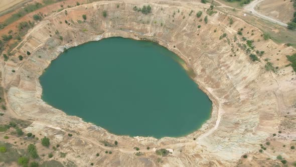 Open-pit Copper Mine in Bulgaria, Mine Pit Filled with Water in Tsar Asen