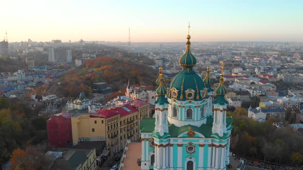 Fly Around St. Andrews Church in Kiev, Ukraine