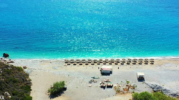 Drone Flying Over Beach Kombonada Kythera Greece