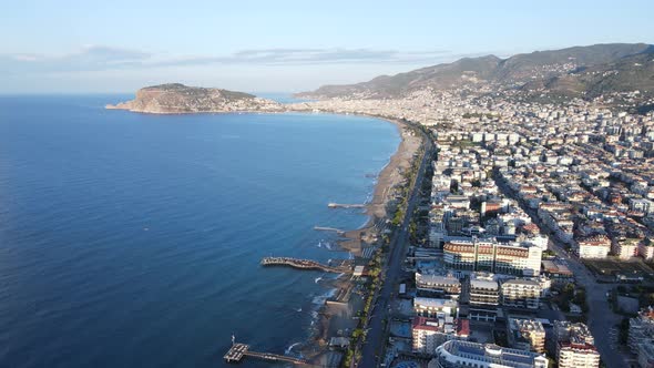 Aerial View Alanya Turkey  Resort Town Seashore