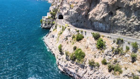 Amazing Aerial View of Beautiful Amalfi Coast in Summer Season Italy