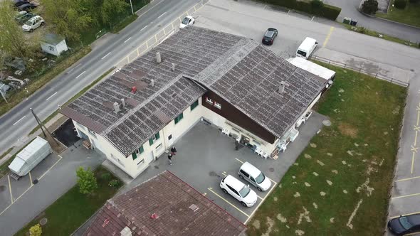 view of a business premises by drone. Morges, Switzerland