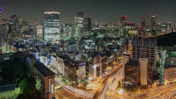 Time Lapse of traffic and buildings of Tokyo Japan