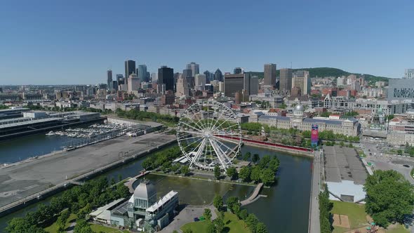 Aerial view of Montreal with the Old Port