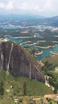 Aerial Vertical View of the Piedra del Penol Rock in Guatape, Colombia