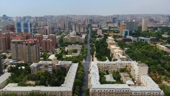 Areal view of Baku city by drone footage Azerbaijan