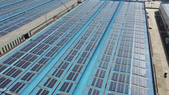 Solar power station on factory rooftop