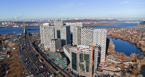 Aerial View Over Modern City Buildings