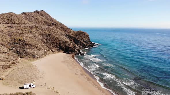 Sea and Mountain. Coast in Murcia Spain. Aerial View