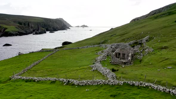 Abandoned Village at An Port Between Ardara and Glencolumbkille in County Donegal  Ireland