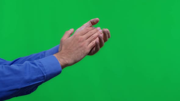 Male Hands Clapping on a Chroma Key Background