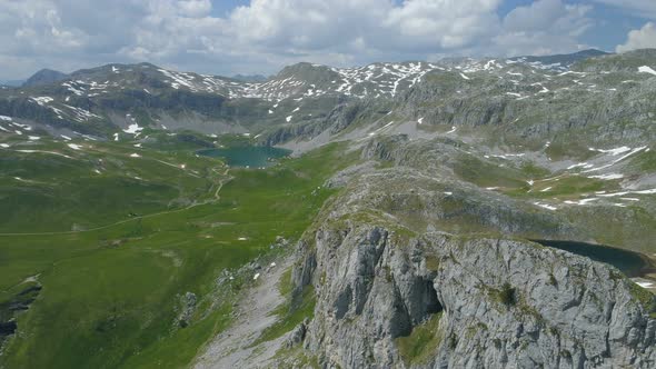 Kapetanovo and Manito Lakes in Montenegro in the Spring Aerial View