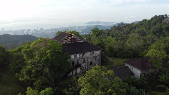 Aerial view abandoned Crag Hotel