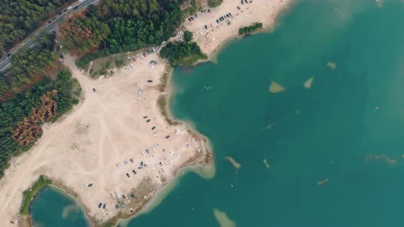 The Area of the Sandy Beach Was Filmed From a Height