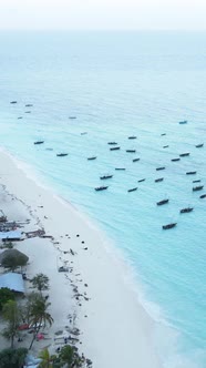 Tanzania  Vertical Video of the Ocean Near the Coast of Zanzibar Slow Motion